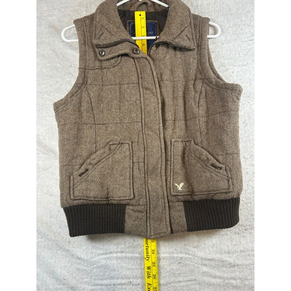 American Eagle Outfitters‎ Mens Brown Herringbone Quilted Vest Size Medium